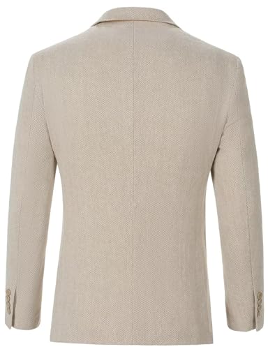 Herringbone Tweed Men Suit Jacket Blazer Wool Blend Formal Prom Dinner Tuxedo Jackets Blazers Business Suits Separates Sport Coats for Men Champagne 2XL3