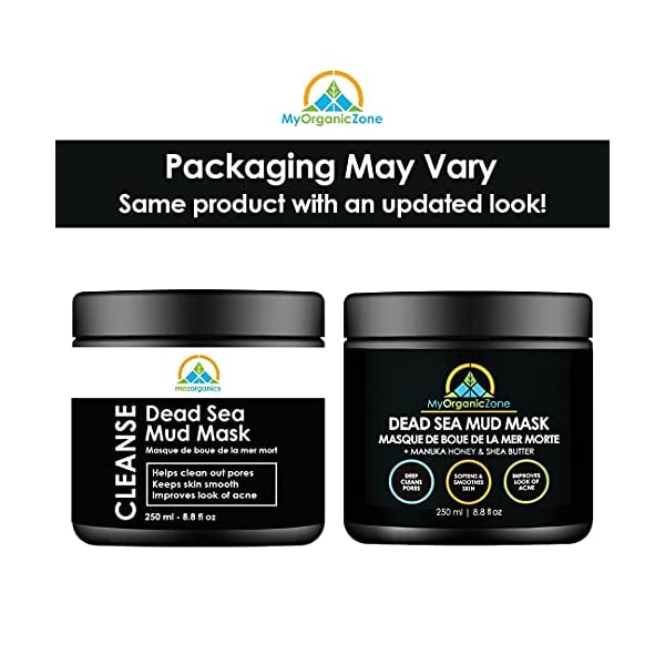 My Organic Zone Dead Sea Mud Mask for Face and Body - Best Facial Cleansing Clay for Blackheads, Whiteheads, Acne and Clogged Pores | Hydrates Skin & Improves Oily Skin (250g./8.8oz.) (Single)