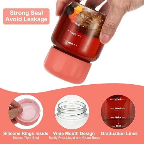 Image of Small Glass Juice Bottles with Lids - Mini Drinking Bottles with Scale Mark | Leakproof Glass Water Bottles for Juicing, Milk, Coffee, Tea, Smoothies, Hot & Cold Drinks - Multicolor