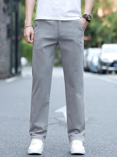 Summer Thin Printed Men's Casual Pants Slim Stretch Korean Elastic Waist Trousers Male2