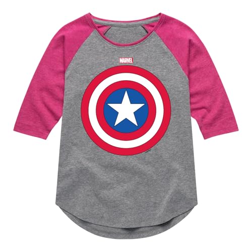 Marvel Captain America - Logo Shield - Toddler and Youth Girls Shirt Tail Raglan
