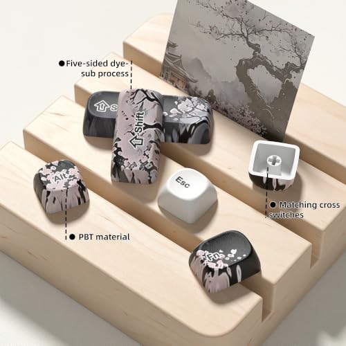 Image of Womier PBT Keycaps 75 Percent, MOA Keycaps Dye-Sublimation, Custom Keyboard Key caps Set for 61 /64 /68 /84 /87 /100 /104 /108 Cherry MX Mechanical Keyboard, White /Black Cow