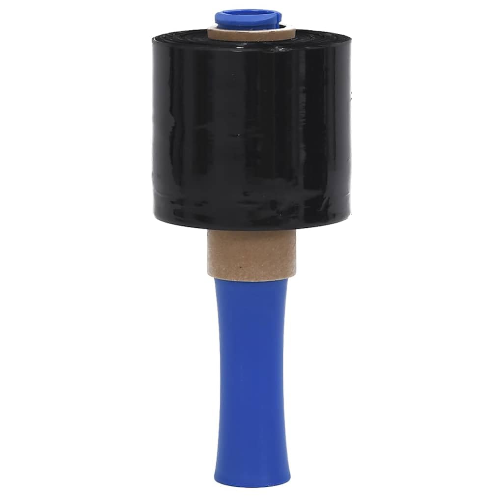 Folie stretch czarne 23 μm 10 cm x 300 m PE materiał opakowaniowy 10 szt. z uchwytem do kartonu, materiałów wysyłkowych, tapicerki i ochrony transportowej, wszechstronne zastosowanie, ochrona