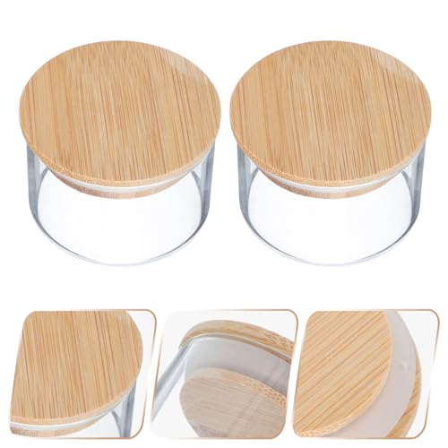 2 vasos de vidrio transparente para manicura con tapa miniatura 7