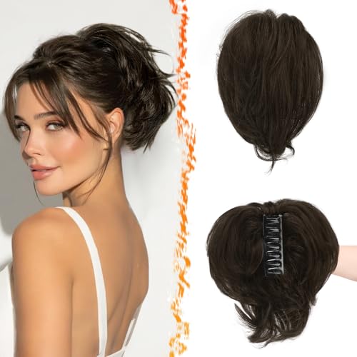 BARSDAR Claw Clip Short Human Hair Ponytail Extension - 8