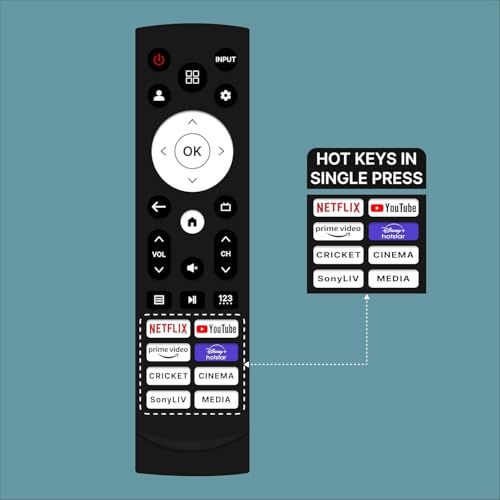 Image of BLACKSHEEP Remotes Compatible for Both Hisense & VU Cinema GloLED 4K Google, Android Smart TV Remote Control with Netflix, YouTube, Prime Video, Disney+ Hotstar Buttons Without Voice Function