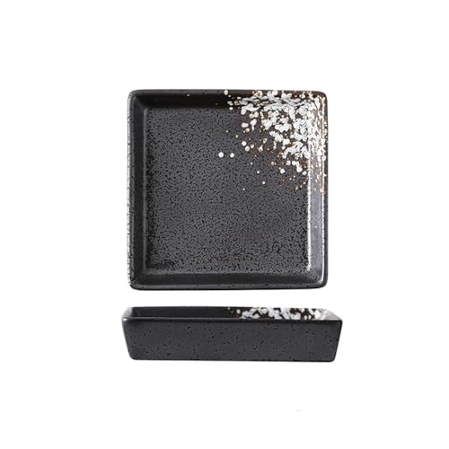 SHIHEER 正角皿 小皿 豆皿 陶器 2枚セット お皿セット 薬味皿 付出皿 取り皿 すし 焼物皿 焼き物皿 魚 皿 刺身皿 焼き魚皿 寿司皿 長皿 魚料理 和食 食器セット 魚焼き器 揚げ物 お茶 プレート 食器 レストラン たれ皿 醤油 焼き肉 タ