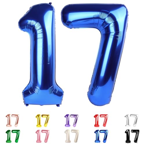 17 Balloon Numbers 40 In 17th Birthday Decorations for Boys Girls Dark Blue Happy 71st Birthday Party Decorations Big Balloons for Wedding Celebration Party Graduations