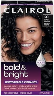 Clairol Bold & Bright Permanent Hair Dye, 20 Black Licorice Hair Color, Pack of 1