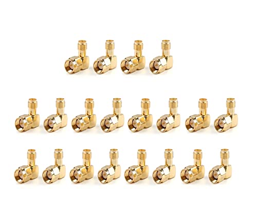 Areyourshop 20Pcs SMA Female Jack to SMA Male Plug Right Angle 90 Degree Connector