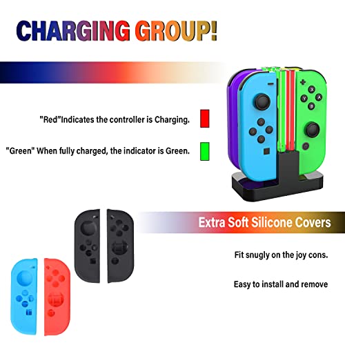 Deruitu Switch Accessories Bundle, Kit with Carrying Case, Screen Protector, Compact Playstand, Game Case, Joystick Cap, Charging Dock,Steering Wheel for Nintendo Switch, Red (18 in 1) - Thumbnail 6