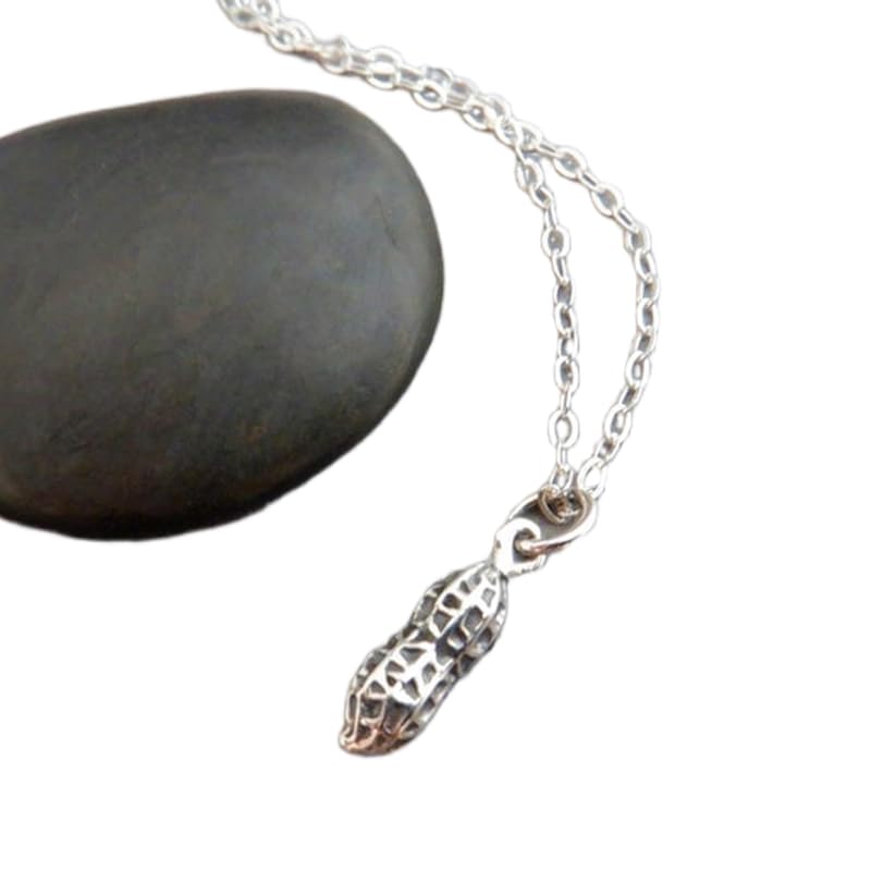 Collar de cacahuete de plata 925 con cadena de 45 cm 1