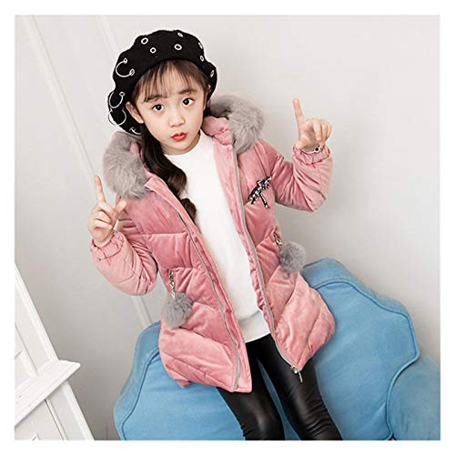 XUEMEI Kids Outwear Fashion Children Jackets for Boys Girls Autumn Winter Thickened Hooded Cotton-Padded Down Coat Kids Warm Long Outerwear Parkas for Winter (Color : FC495 Pink, Kid Size : 8)