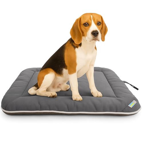 Image of Dog Bed Mat for Dogs & Cats | Soft, Washable, Lightweight & Waterproof Pet Cushion | Durable, Anti-Slip, Reversible Sleeping Mat for Puppies & Cats Size (24 x 18) (Grey)