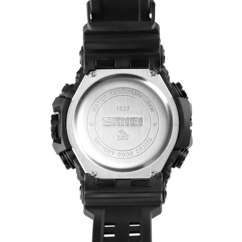 Skmei Men's Digital Sports Wrist Watch LED Screen Large Face Electronics Military Watches Waterproof Alarm Stopwatch Back Light Outdoor Casual Black Watch - 1637, Black, large, Military