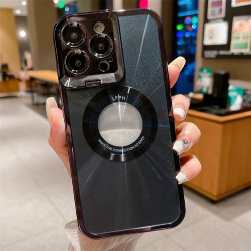 Étui antichoc iPhone 15 Pro noir avec anneau de caméra dépliable