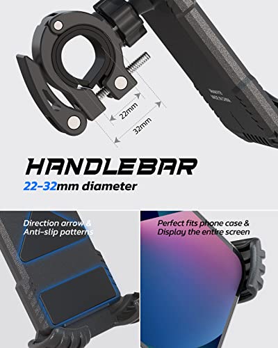 Bike Phone Mount, Nulaxy Bicycle Phone Holder Mount Handlebar, Motorcycle Phone Mount, Patent Design, Instant One-Step Install, Compatible With Iphone 12 / Iphone 11 Pro Max, And 4.7" - 6.8" Cellphone #TOP4