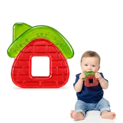 Image of CHICAGOZONE Premium Baby Silicone Teether Ring Toy - BPA Free Soft Teething Toy for Infants, Multi-Texture Sensory Chew Toy, Easy Grip Teether for Babies 3-12 Months, Cute Animal Design (Multicolor) (HOME SHAPE)