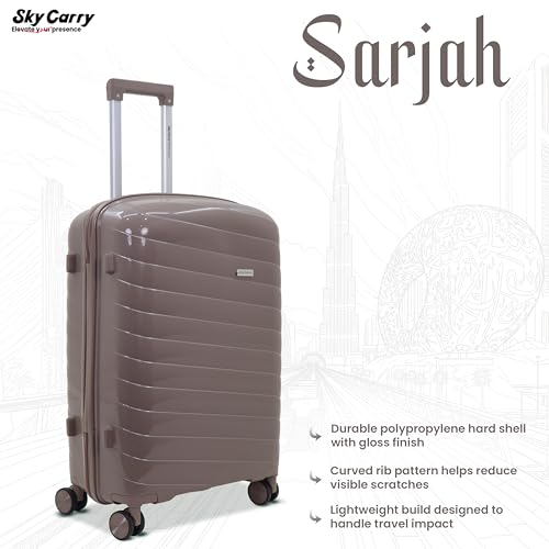 Image of Sarjah Polypropylene Suitcase Trolley Bag | 360 Disc Spinner Wheels | TSA-Type Lock, 360 Dual Spinner Wheels, Aviation-Grade Telescopic Handle, Matte-Gloss Finish