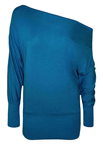 Top uni à manches longues en jersey à épaules dénudées pour femme - Noir - 46 Cover