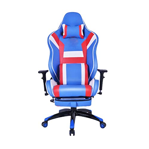 Gaming Chair Computer/boss/Office Chair Home Reclining Gaming Chair Anchor Chair Internet Cafe Internet Cafe Chair Ergonomic Chair Leather Blue Without footrest