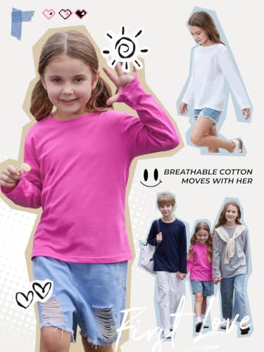 Image of 4 Pack Girls Long Sleeve Shirts Cotton T-Shirts Tagless Kids Tees Clothes
