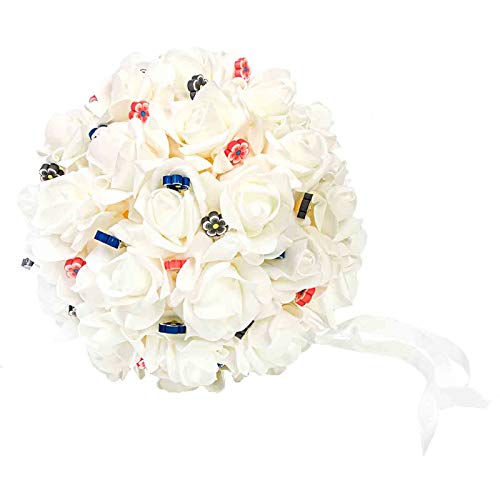 Ramo Artesanal Decorativo de Novia para Alfileres'Bouquet Blanco'. Complementos. Joyas y Bisutería. Regalos Originales. Detalles de Bodas, Comuniones, Bautizos. CC