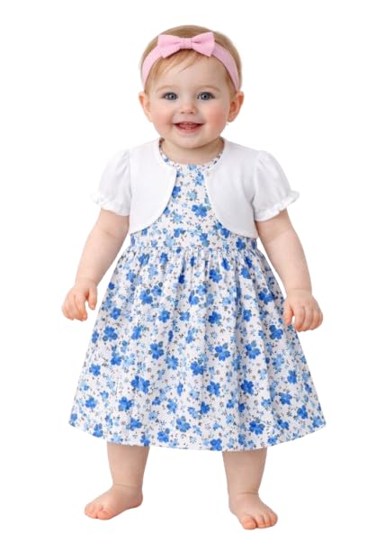 Girl's Crispillo Floral Printed Frock with Short Sleeves T-Shirt | Summer Polyester Knee-Length Baby Dress | Frock for Bab... - Review, Price and Buying Guide