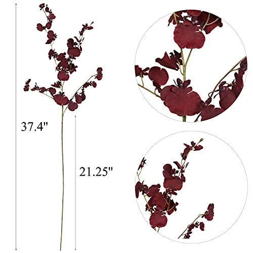Nubry 12Pcs Artificial Orchids Flowers Fake Silk Dancing Lady Orchid Faux Long Stem Flowers In Bulk For Home Wedding Office Party Festive Indoor Outdoor Decoration (New Burgundy) #TOP3