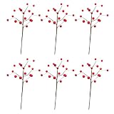 Acan Tradineur - Pack de 6 varas de Bayas Rojas - Fabricado en Plástico y Espuma - Decoración para Temporada navideña - Longitud de 37 cm