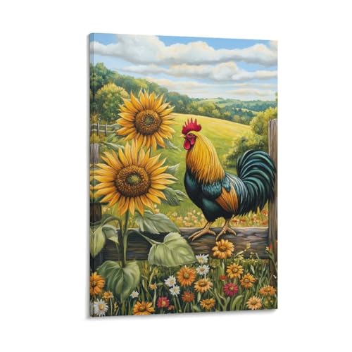 Impression sur toile affiche coq : décoration murale moderne 40x60cm