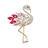 Elegant Rhinestone Flamingo Brooch for Women Men Vintage Sparkly Crystal Cubic Zirconia Animal Lapel Pins Elegant Dress Boutonniere Corsage for Hat Bag Suit Tie Gift Wedding Holiday Accessories Jewelry