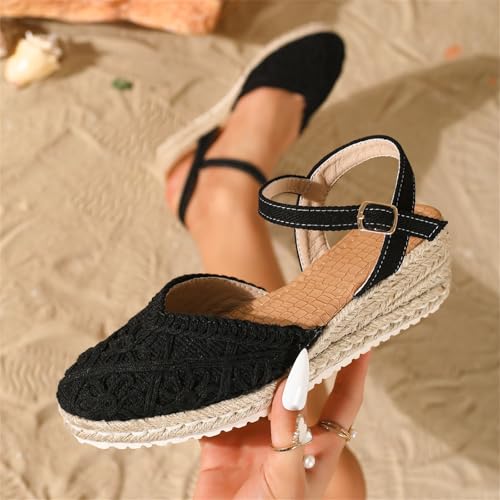 Sandales de loisirs confortables à talon compensé et bout fermé chic