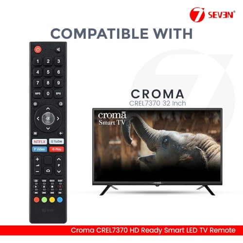 Image of 7SEVEN Compatible with Croma Tv Remote CREL7370 Model Suitable Only on 32 Inch HD Ready Smart LED Television Without Voice Command and 4 OTT Hotkeys