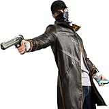 Men's Brown Leather Trench Coat – Aiden Cosplay Jacket, Video Game Inspired (Faux Leather, M)