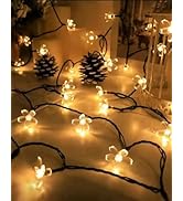 Keretuby Cherry Blossom Fairy Flower String Lights Indoor Bedroom Decorations, 33ft 100 LED USB P...