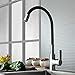Rubinetto della cucina, Rubinetto per Cucina del tubo di gomma, girevole a 360° e disponibile caldo e freddo, rubinetto d'ottone della cucina senza piombo, nero/ F-03