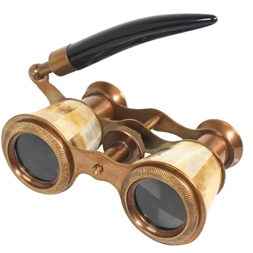 Vintage Opera Glasses with Handle – Antique Brass & Horn Finish Binoculars for Theater, Concerts & Décor – Elegant Collectible Gift for Women & Men