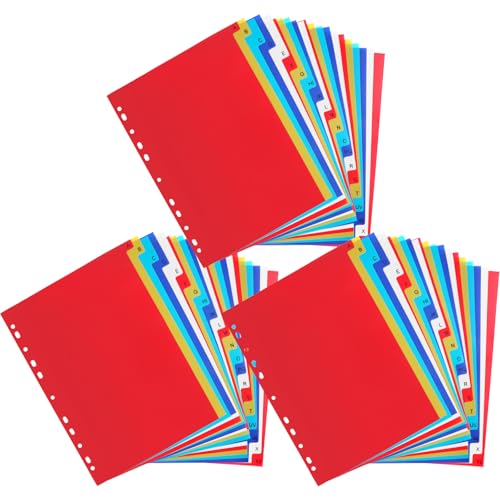 3 Sets 21-Tab A-Z Alphabet Binder Dividers for 2/3/4/11 Ring, Letter Size