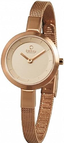 Obaku Denmark Women's Rose Gold Analog Watch Stainless Steel Mesh Band V129LXVVMV