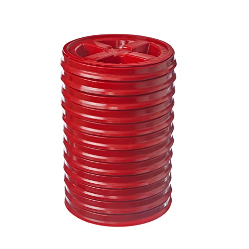 Consolidated Plastics Food Grade Gamma Seal Lids For 3.5, 5, 6 And 7 Gallon Buckets (12 Pack) Bpa Free Reusable Pail Lids, Durable Hdpe, Made In Usa (Red) #TOP9