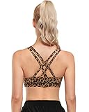 OMANTIC Leopard Pattern Print Sports Bra Criss Cross Back Sexy Running Bra for Yoga Workout Fitness...