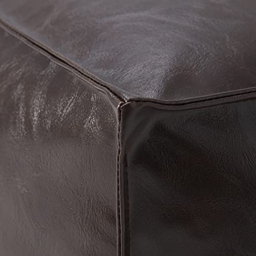 Ornavo Home Faux Leather Unstuffed Square Boho Moroccan Pouf Ottoman, Floor Footrest Cushion For Living Room - Espresso #TOP2