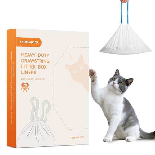 MeoWant Cat Litter Box Liners for Automatic Litter Box, Compatible with MeoWant MW-SC01/SC02/SC09, Drawstring Cat Litter Bags with Thick & Durable, Replaceable & Waterproof, 20pcs
