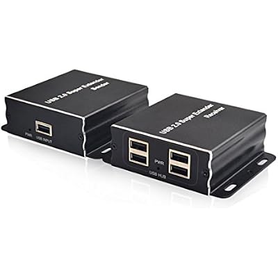 E-SDS USB 2.0 Extender to RJ45 Over Cat5 Cat5E Cat6 up to 196 Ft, USB Ethernet Extender Over Cat5/5E/6 Supports Windows/Mac/Vista, Plug and Play, No Driver Needed (USB Extender 4 Ports)