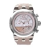 MULCO Blue Marine Infinity Quartz Multifoncion Montre pour femme | Cadran solaire nacré Accents or rose | Bracelet de montre blanc | Montre en acier inoxydable résistante à l'eau