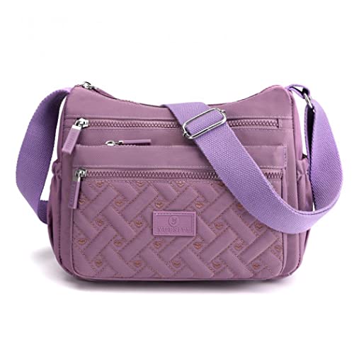 Milky Way Damen Umhängetasche mit Mehreren Fächern, Wasserdichte Nylon Handytasche zum Umhängen, Handtasche Umhängetaschen für den täglichen Gebrauch und Reisen (Violett)