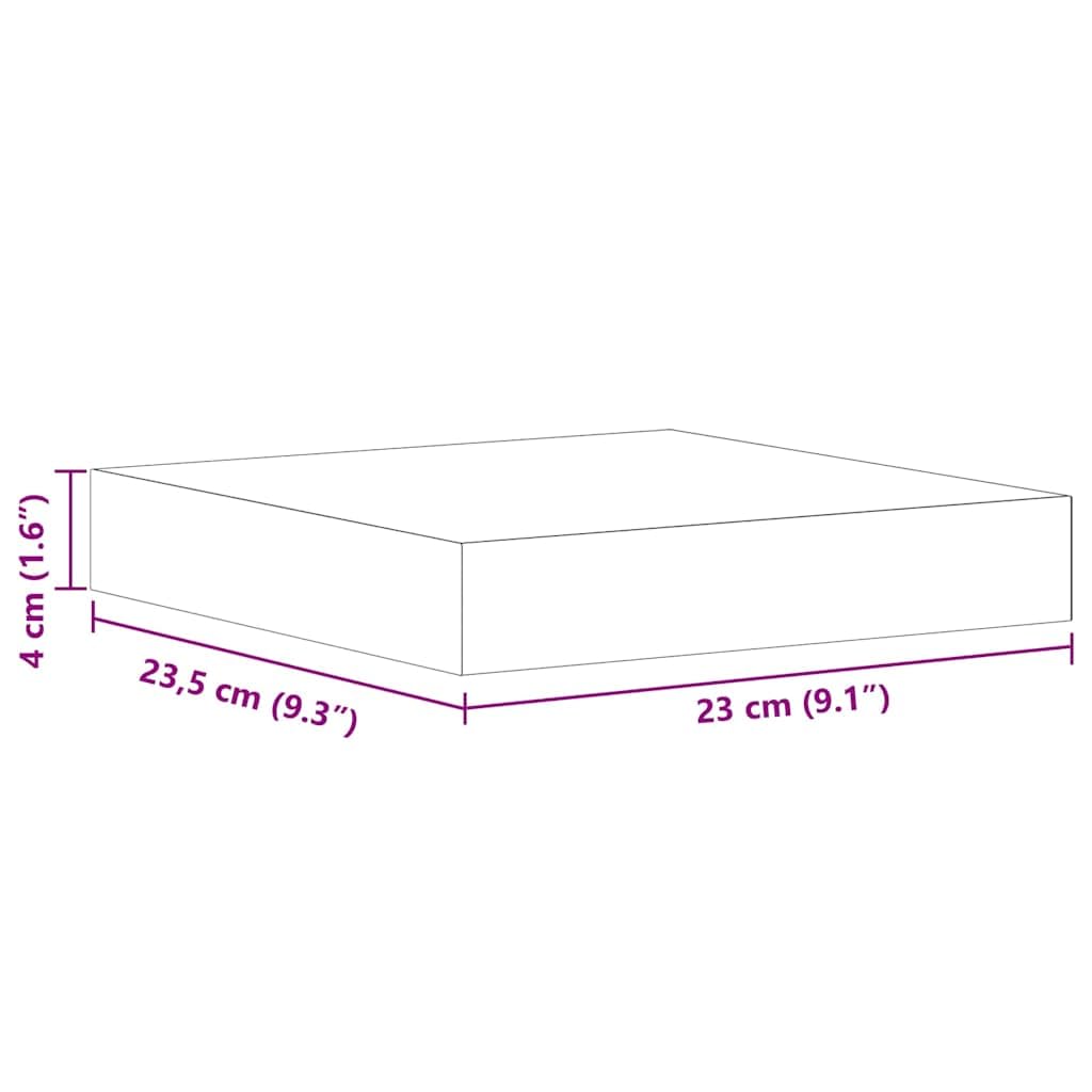 Estantería flotante de 2 unidades con aspecto de roble y tablero DM blanco, 23 x 23,5 x 3,8 cm, con soporte invisible, estantería para salón, dormitorio, cocina, oficina, para estante elegante