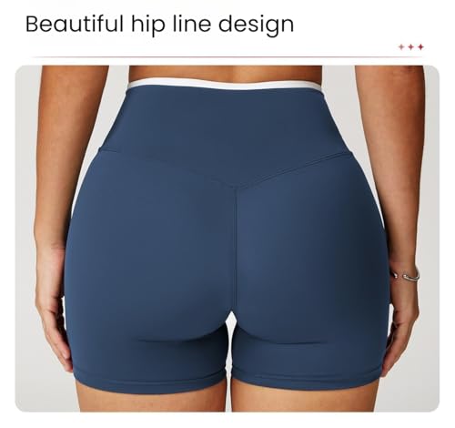 Yknktstc Short atlético feminino crossover com cintura alta cruzada para ioga e academia com control