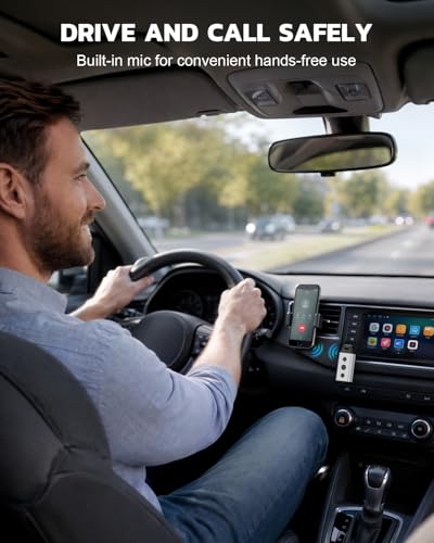 1Mii B04 Bluetooth 5.4 Car Adapter, 180° Rotatable AUX Audio Receiver, Hands-Free Clear Call, 16H+ Long Standby for Old Car Wired Headphone Home Speaker (RX Only) — view 5